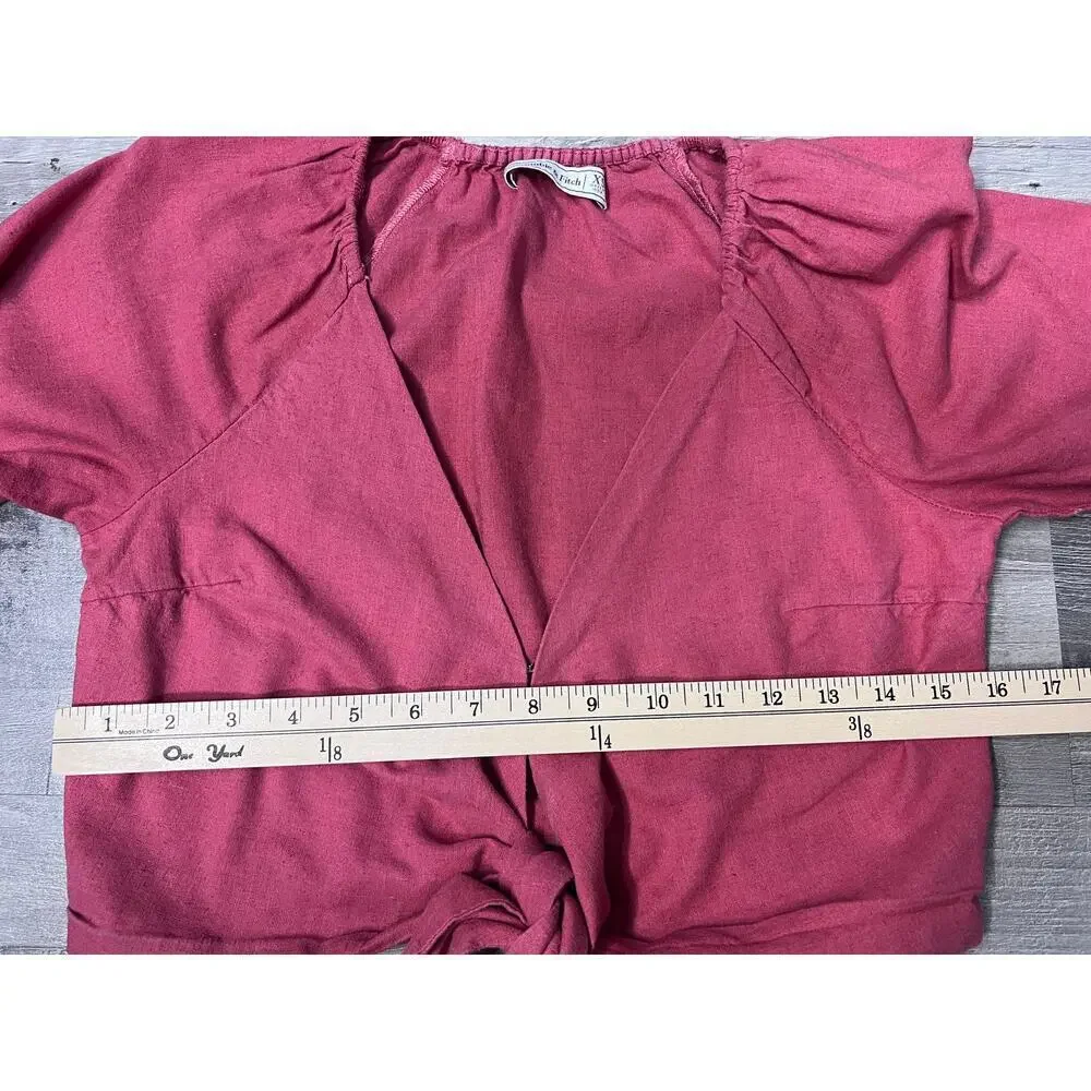 Abercrombie & Fitch Linen Blend 2PC Set Crop TieTop Wide Leg Pants Women XS Pink